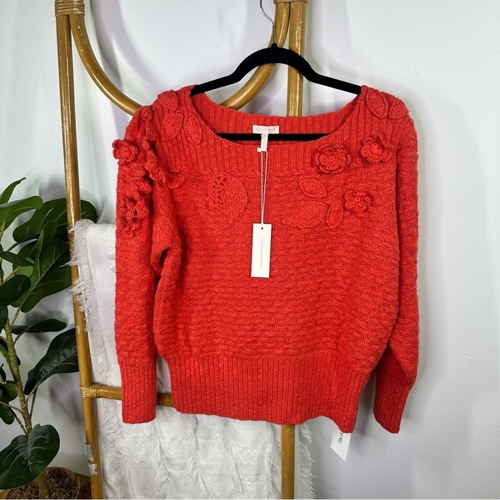 NWT Rebecca Taylor Orange Floral Sweater sz XL